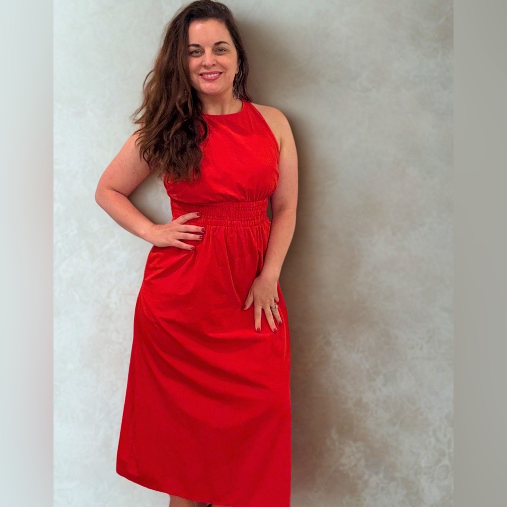 Vibrant Red Maxi Dress With Backless Detail